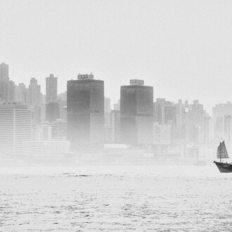 Jay Khan, Foggy Victoria Harbour (detail). Courtesy of Sin Sin Fine Art