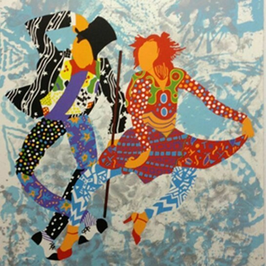 Miriam Schapiro, “Flash and Annie,” 1992, Silk Screen and Collage, 46 x 32 ½ inches