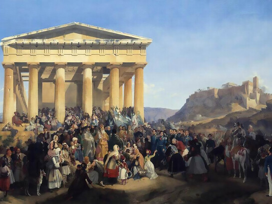 The Entry of King Otto of Greece into Athens (German: Empfang König Ottos von Griechenland in Athen) is an 1839 oil-on-canvas history painting by the German artist Peter von Hess