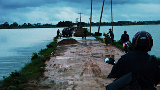 Batticaloa flood 2011 in Sri Lanka showing flooded streets caused by heavy rains during a severe disaster