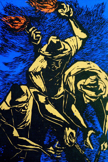 José Antonio Torres Martino, Cangrejeros, del portafolio grabados: la estampa Puertorriqueña [Crabbers, from the portfolio engravings: The Puerto Rican print] (detail), 1951. Courtesy of Blanton Museum