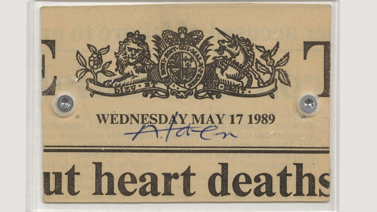 Amikam Toren, Of the Times - Wednesday May 17th 1989, 1989, Detail. Courtesy of the artist and Jessica Silverman Gallery