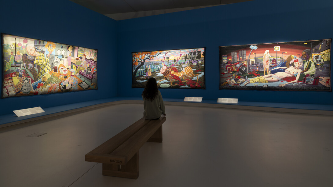 Times in tapestry, exhibition view. Courtesy of Mudac