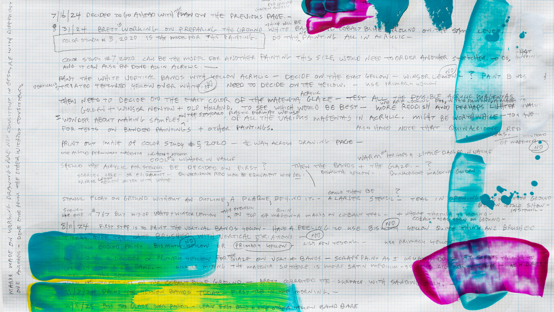 David Reed, Working drawing for #768 (detail), 2022-25. Courtesy of M. David & Co and Gagosian. Copyright 2025 David Reed/Artists Rights Society (ARS), New York. Photo by Maris Hutchinson
