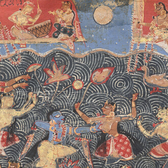 Krishna sporting with the gopis in the Jumna River, from a Bhagavata Purana, c. 1525–40. Courtesy of Cleveland Museum of Art