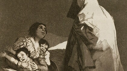 Francisco Goya, "Que viene el coco", ilustración perteneciente a la serie "Los caprichos", 1797-1798