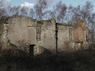 The weathered ruins of Beaudesert Hall stand quietly amid the forests of Cannock Chase, Staffordshire, England