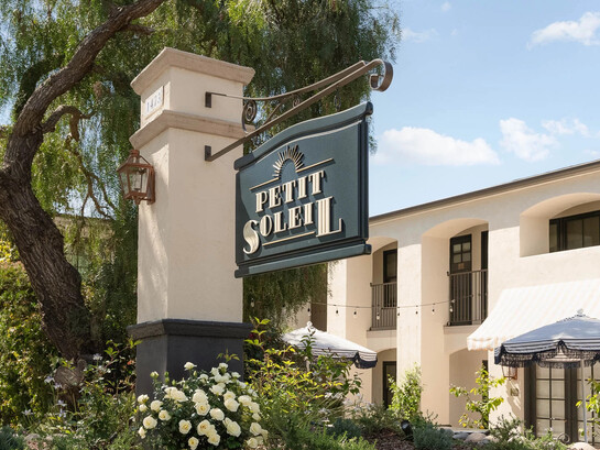 Lovely flowers and a peaceful atmosphere at the hotel's entrance