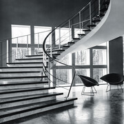 Escalier hélicoïdal du Cèdre © Archives de la Vaudoise Assurances, Lausanne 