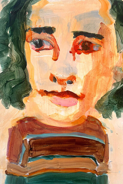 Colleen Kiely, Girl with stripes (detail), 2022. Courtesy of the Schoolhouse Gallery