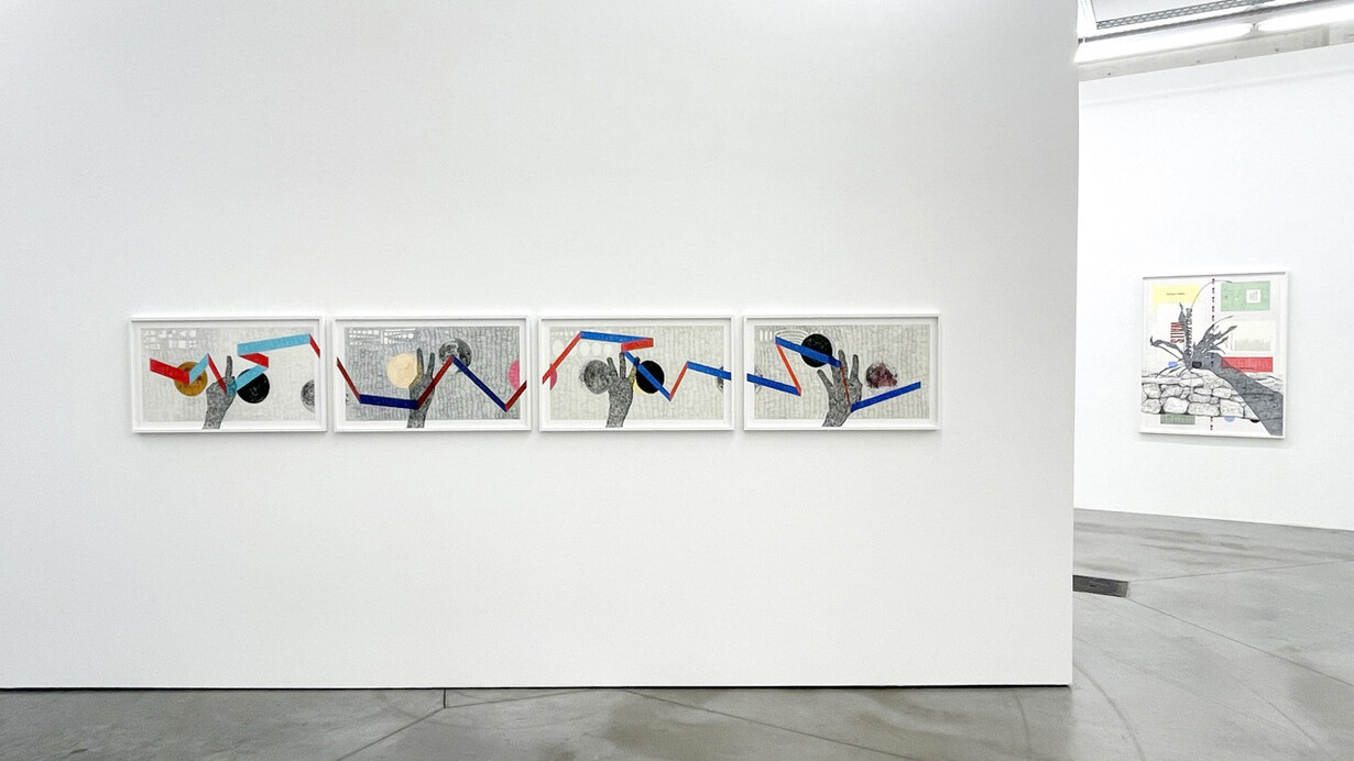 Derek Sullivan, Wall drawings, exhibition view. Courtesy of Tatjana Pieters Gallery