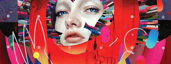 Erik Jones, PS36, 91x91cm. Color pencil, Water-Soluble Wax Pastel, Acrylic, Adhesive White Vinyl on Rives bfk paper mounted to panel