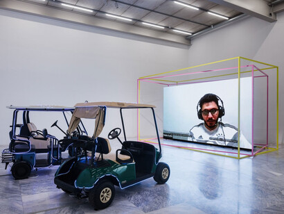 Hito Steyerl, Humanity had the bullet go in through one ear and out through the other, exhibition view. Courtesy of MAK