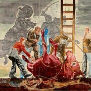 Inspector's Scrutiny, 2012, Oil on Canvas, 85 x 130 in / 215.9 x 330.2 cm