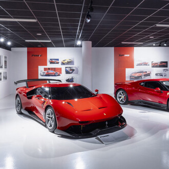 Ferrari design. Creative journeys 2010–2025, vista dell’esposizione. Cortesia del Museo Nazionale dell’Automobile