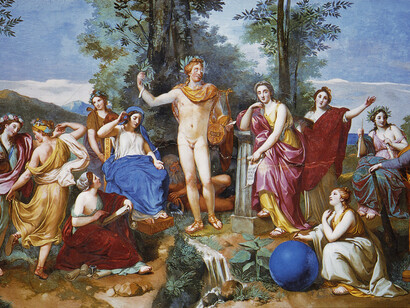 Antón Rafael Mengs (1728-1779)  
"Apolo, Mnemosyne y las nueve musas"
1761
fresco
Galería de la Villa Albani-Torlonia, Roma
