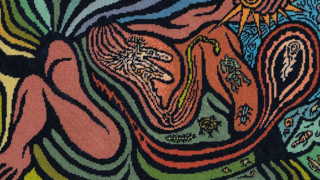 Judy Chicago, Bigamy hood (detail), 2022. Courtesy of Alberta Pane Gallery