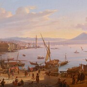 Frans Vervloet, The bay of naples with the lighthouse, and vesuvius beyond (detail), 1830. Courtesy of Robilant+Voena Gallery