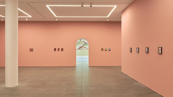 Nicolas Party, Dead fish, exhibition view. Courtesy of Karma Gallery