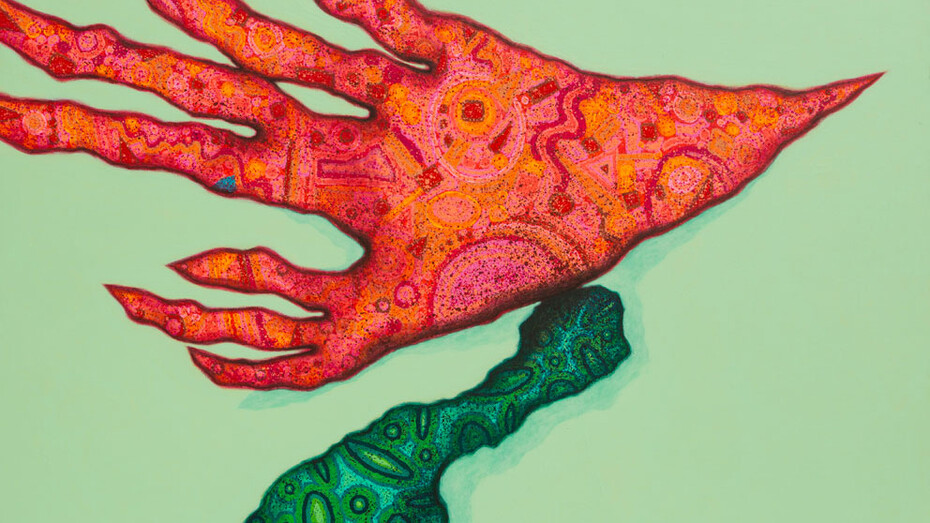 Nihad Al-Turk, Mythological bird (detail), 2013. Courtesy of Ayyam Gallery