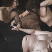 François Malingrëy, Le gisant et la bagarre (detail), 2024. Courtesy of Galerie Paris-B © François Malingrëy 