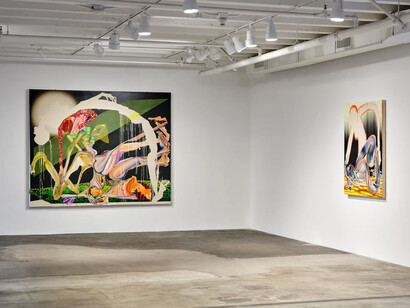 Christina Quarles, The ground glows black, exhibition view. Courtesy of Hauser & Wirth Gallery