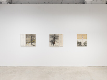 Christo & Jeanne-Claude, The architecture of the unbuilt, exhibition view. Courtesy of Prats Nogueras Blanchard