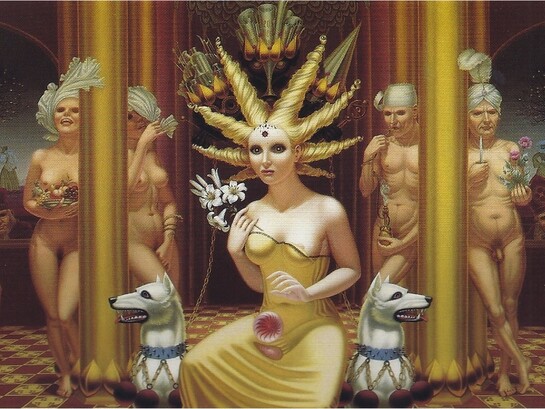 Pascal Van den Steen (1926 — 2003) "Psico - análisis", óleo sobre lienzo, fotografía del libro  "Del Purgatorio al Cielo y de Regreso: biografía de Pascal Van den Steen, 2014, Etienne Van den Steen