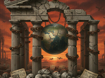 Uma poderosa metáfora visual para o mal-estar social onde a divisão interna e adversários fabricados (imigrantes, "traidores") são usados ​​para mascarar as verdadeiras falhas estruturais do sistema