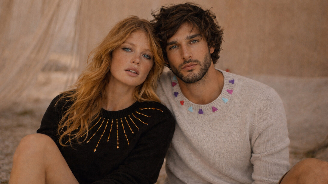 I due modelli indossano due capi dalla love craft capsule di Canessa