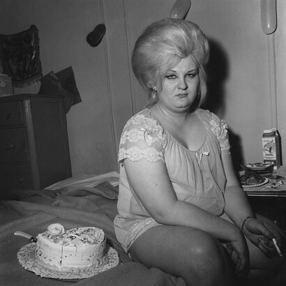 Diane Arbus, Transvestite with her birthday cake, N.Y.C. 1969. Courtesy of David Zwirner Gallery