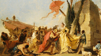 Giovanni Battista Tiepolo (1696-1770). «El encuentro de Antonio y Cleopatra» 1745-1747, óleo sobre lienzo. 
Museo Metropolitano de Arte, Nueva York, EE.UU. 
