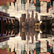 Jonathan Gainer, Tripartite skyline terra rosa (detail), 2025. Courtesy of Bruno David Gallery