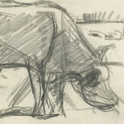 The van Doesburg, "Vaca", dibujo, circa 1918