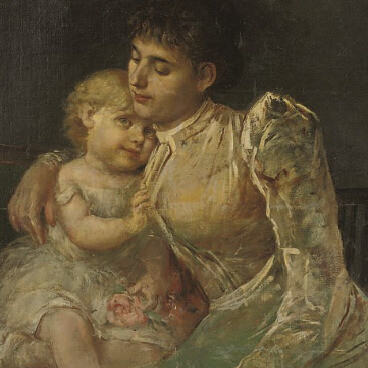 Vincenzo Petroccelli, "El abrazo materno", 1870