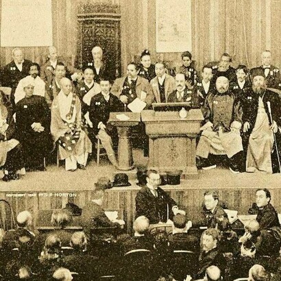Swami Vivekananda il 21 settembre 1893 a Chicago Parlamento delle religioni del mondo. Questa foto è stato pubblicato n 1893 come frontespizio di John Henry Barrows, 'Il Parlamento del mondo delle Religioni', Volume 1