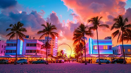 A vibrant marketplace by the bay, where prosperity sparkles on the surface while deeper inequities remain unseen