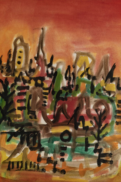 Herbert Gentry, Cityscape (probably Paris) (detail), 1960. Courtesy of Spanierman Modern