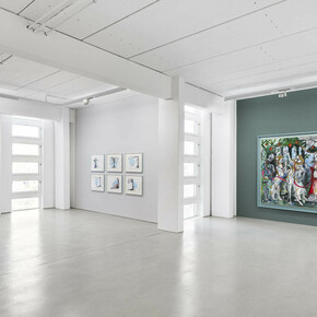 Simon Fujiwara, Who’s iconic? – Paintings, drawings, and maquettes from the whoseum of who the baer, ausstellungsansicht. Mit freundlicher genehmigung der G2 Kunsthalle