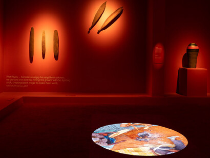 Songlines: tracking the seven sisters, exhibition view. Courtesy of Kiran Nadar Museum of Art