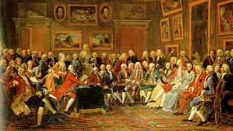 Lecture de la tragédie de L'Orphelin de la Chine de Voltaire dans le salon de Madame Geoffrin, par Gabriel Lemmonnier, 1812, Château de Malmaison, Rueil