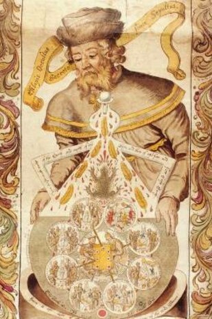 Manoscritto alchemico del XVI secolo, che mostra i processi di produzione della pietra filosofale in crittogrammi pittorici