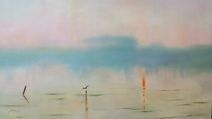 Saverio Lucci, Laguna, 2025, oil on wood, 120 x 95 cm. Courtesy the artist