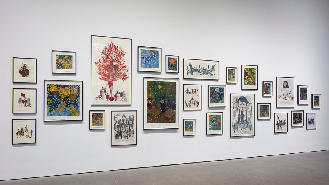 Marcel Dzama, I am the sun, I am the new year, exhibition view. Courtesy of OMR Gallery