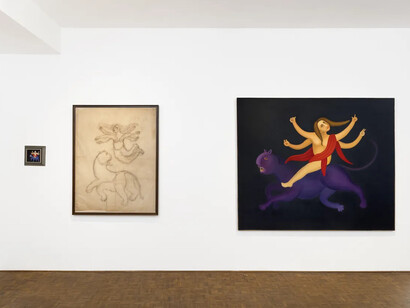 Manjit Bawa, The storyteller, exhibition view. Courtesy of Vadehra Art Gallery