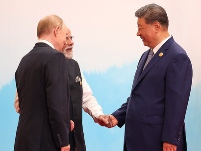Continuing interactions in Tianjin with Russian President Vladimir Putin and Chinese President Xi Jinping during the SCO Summit