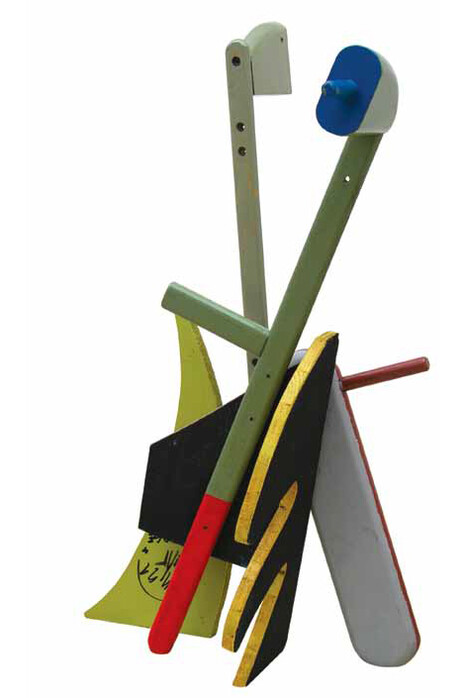 Sergio Dangelo, Lettera a El Lisitskiy (dipinto Nuovo Proun) 1983, oggetti e tecnica mista su tela cm. 100 x 144
