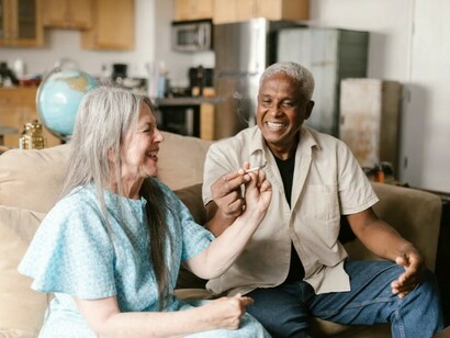 A couple enjoying a quiet moment while smoking cannabis