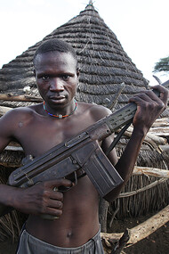 Sudanese combatant armed with an G3 rifle during the South Sudan Civil War, 2020