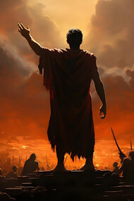 In the cinematic portrayal of mythological glory, a triumphant scene unfolds